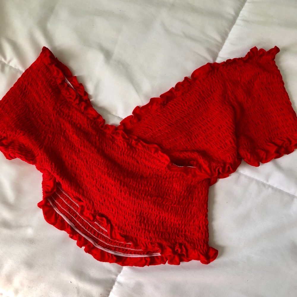 Cross Wrap Frill Trim Crop Top